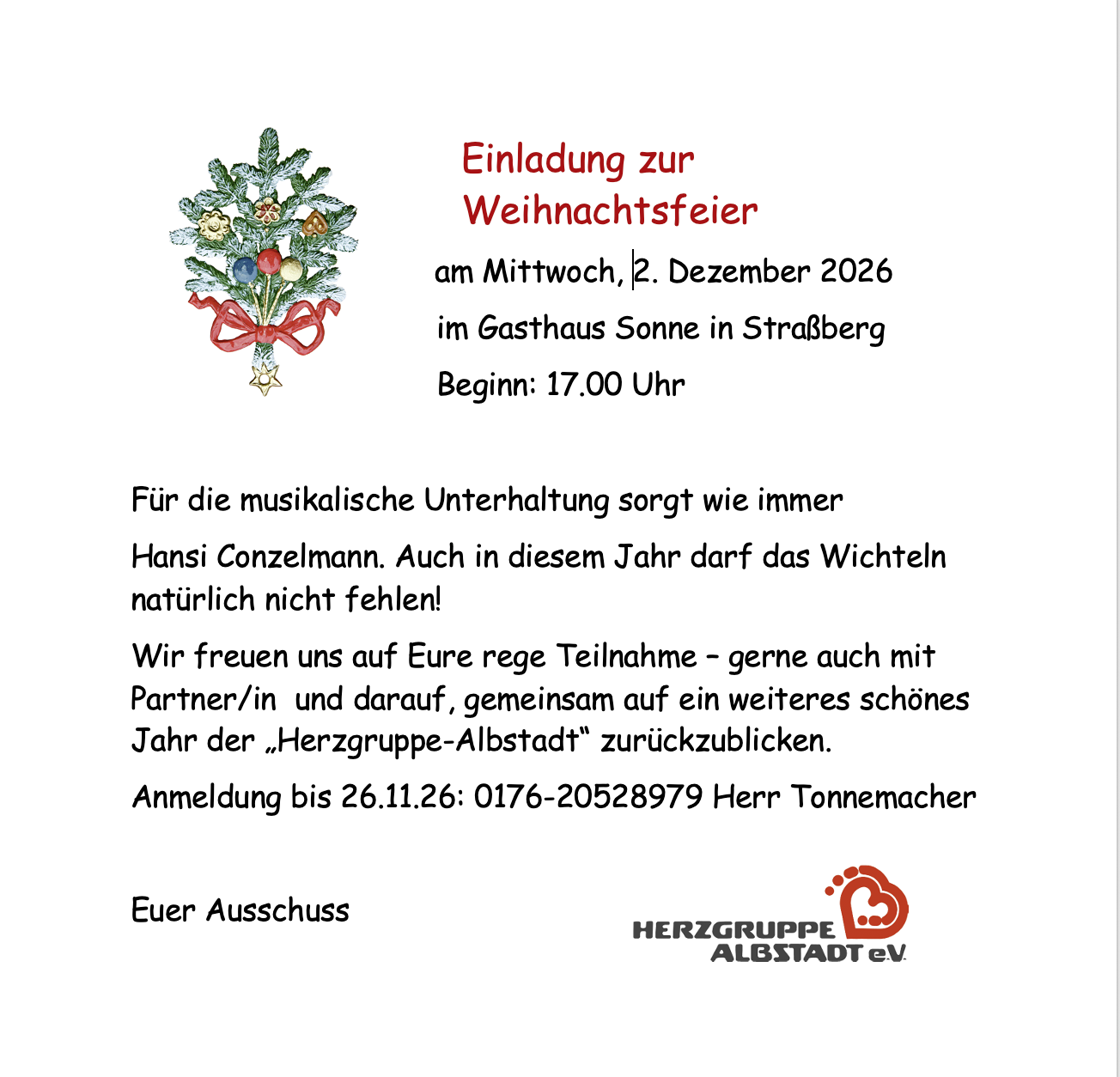 Herz Gruppe Albstadt Weihnachtseinladung